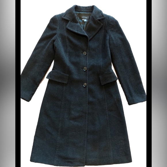 Zara black long coat size small bustle overcoat lined pockets wool 3 Button wool - Picture 1 of 15